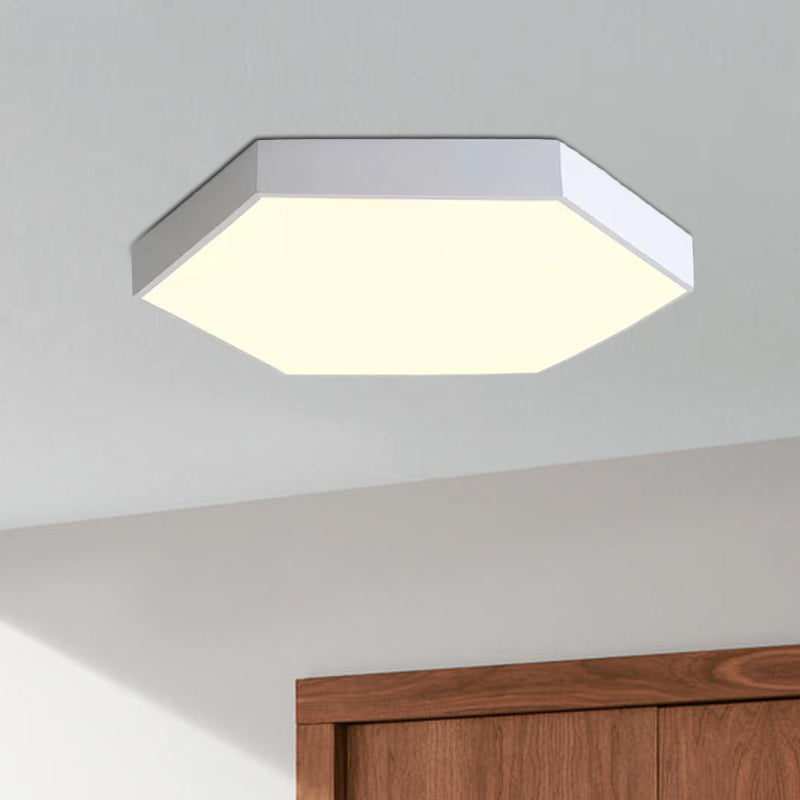 Modern Led Flush Mount with Metal Shade Gray/Yellow/Blue Hexagon Flush Mount Fixture in White/Warm Light, 16"/19.5"/23.5" Wide Clearhalo 'Ceiling Lights' 'Close To Ceiling Lights' 'Close to ceiling' 'Flush mount' Lighting' 798895