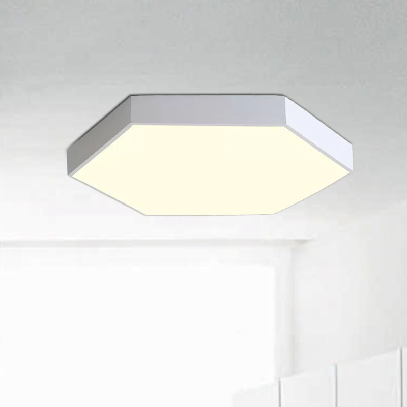 Modern Led Flush Mount with Metal Shade Gray/Yellow/Blue Hexagon Flush Mount Fixture in White/Warm Light, 16"/19.5"/23.5" Wide Clearhalo 'Ceiling Lights' 'Close To Ceiling Lights' 'Close to ceiling' 'Flush mount' Lighting' 798896