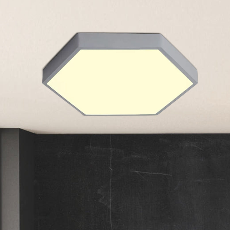 Modern Led Flush Mount with Metal Shade Gray/Yellow/Blue Hexagon Flush Mount Fixture in White/Warm Light, 16"/19.5"/23.5" Wide Clearhalo 'Ceiling Lights' 'Close To Ceiling Lights' 'Close to ceiling' 'Flush mount' Lighting' 798897