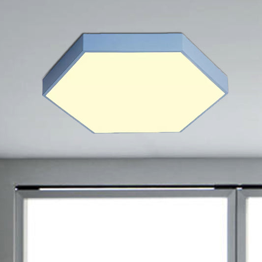 Modern Led Flush Mount with Metal Shade Gray/Yellow/Blue Hexagon Flush Mount Fixture in White/Warm Light, 16"/19.5"/23.5" Wide Clearhalo 'Ceiling Lights' 'Close To Ceiling Lights' 'Close to ceiling' 'Flush mount' Lighting' 798899