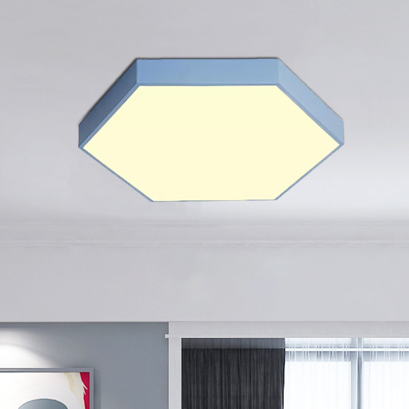 Modern Led Flush Mount with Metal Shade Gray/Yellow/Blue Hexagon Flush Mount Fixture in White/Warm Light, 16"/19.5"/23.5" Wide Clearhalo 'Ceiling Lights' 'Close To Ceiling Lights' 'Close to ceiling' 'Flush mount' Lighting' 798900