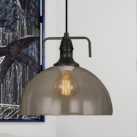Vintage Dome Hanging Ceiling Light One Light Clear Glass Pendant Lighting in Black Clear Clearhalo 'Art Deco Pendants' 'Cast Iron' 'Ceiling Lights' 'Ceramic' 'Crystal' 'Industrial Pendants' 'Industrial' 'Metal' 'Middle Century Pendants' 'Pendant Lights' 'Pendants' 'Tiffany' Lighting' 798932