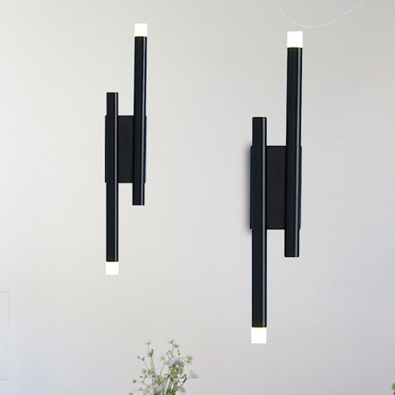 2/4 Lights Linear Wall Lamp Modern Simple Metal Wall Mounted Light in Black for Hallway 2.0 Black Clearhalo 'Cast Iron' 'Glass' 'Industrial' 'Modern wall lights' 'Modern' 'Tiffany' 'Traditional wall lights' 'Wall Lamps & Sconces' 'Wall Lights' Lighting' 798952