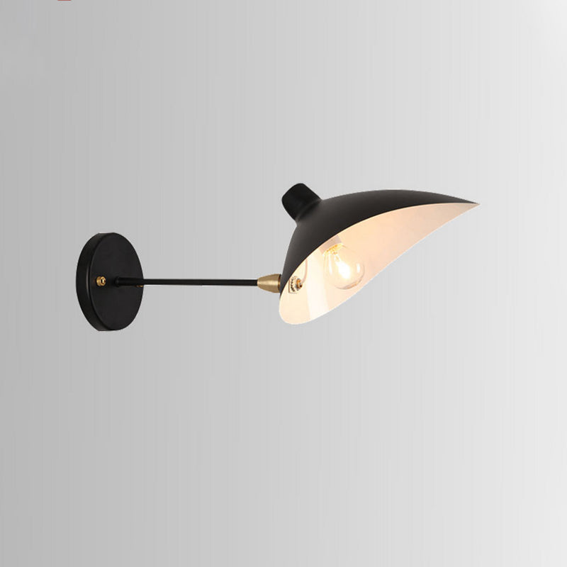 Metallic Duckbill Shade Wall Lamp Modern Style 1 Head Black Finish Sconce Lighting with Straight/Curved Arm Clearhalo 'Cast Iron' 'Glass' 'Industrial' 'Modern wall lights' 'Modern' 'Tiffany' 'Traditional wall lights' 'Wall Lamps & Sconces' 'Wall Lights' Lighting' 798954