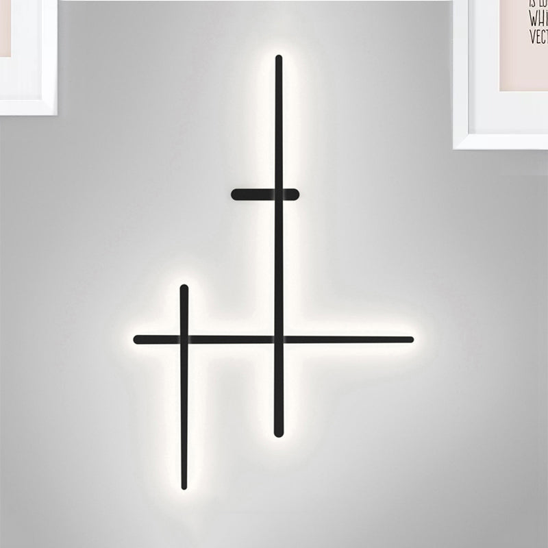 Crossed Lines Large Wall Lighting Metal LED Modern Wall Mount Light in Black for Living Room 3.0 Black Clearhalo 'Cast Iron' 'Glass' 'Industrial' 'Modern wall lights' 'Modern' 'Tiffany' 'Traditional wall lights' 'Wall Lamps & Sconces' 'Wall Lights' Lighting' 798957
