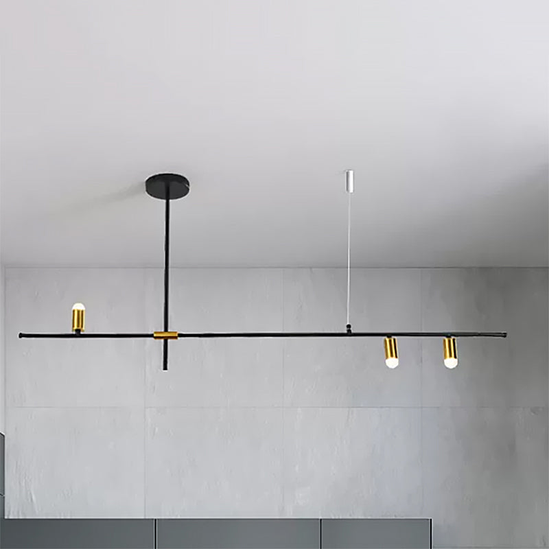 Metal Rectilinear Chandelier Light Modern 3/4/9 Lights Black Hanging Ceiling Light Fixture Clearhalo 'Ceiling Lights' 'Chandeliers' 'Modern Chandeliers' 'Modern' Lighting' 798987