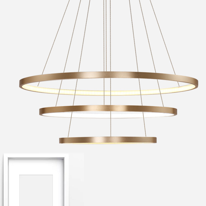 23.5"/31.5" Dia Gold Loop Chandelier Pendant Modern LED Acrylic Ceiling Light Fixture in Warm/White Light Clearhalo 'Ceiling Lights' 'Chandeliers' 'Modern Chandeliers' 'Modern' Lighting' 799010