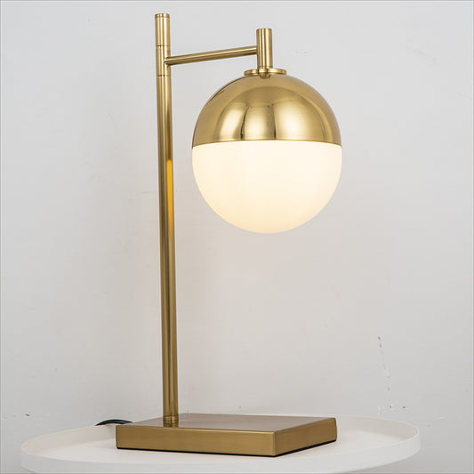 Contemporary Global Nightstand Lamp Metal 1 Head Bedroom Night Table Light in Brass Brass Clearhalo 'Lamps' 'Table Lamps' Lighting' 799039
