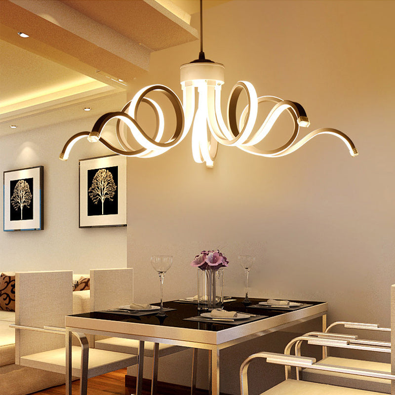 Simplicity Octopus Chandelier Acrylic LED 1 Light Kitchen Hanging Pendant in Warm/White Light Clearhalo 'Ceiling Lights' 'Chandeliers' 'Modern Chandeliers' 'Modern' Lighting' 799048