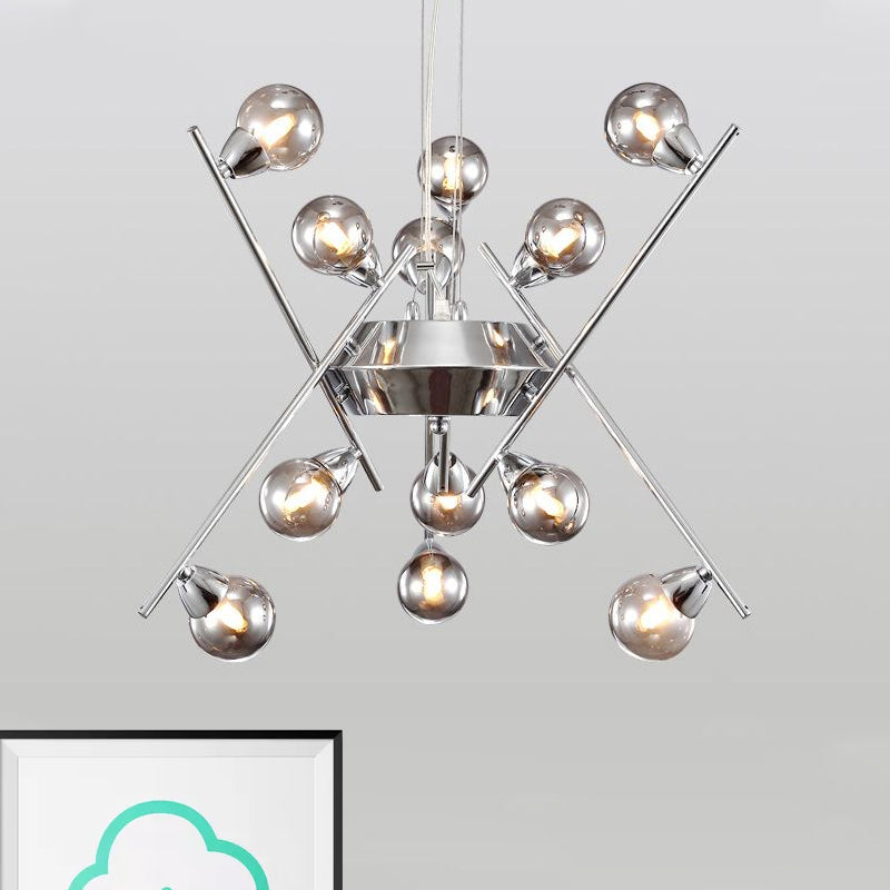 Molecular Smoke Glass Chandelier Lamp Contemporary Multi Lights Chrome Led Hanging Ceiling Light Clearhalo 'Ceiling Lights' 'Chandeliers' 'Modern Chandeliers' 'Modern' Lighting' 799071