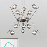 Molecular Smoke Glass Chandelier Lamp Contemporary Multi Lights Chrome Led Hanging Ceiling Light Clearhalo 'Ceiling Lights' 'Chandeliers' 'Modern Chandeliers' 'Modern' Lighting' 799071