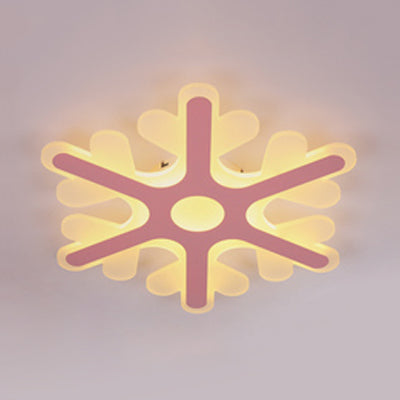 Snowflake Kid Bedroom Ceiling Light Fixture Acrylic Designer Flush Mount Ceiling Light Pink Clearhalo 'Ceiling Lights' 'Close To Ceiling Lights' 'Close to ceiling' Lighting' 80001