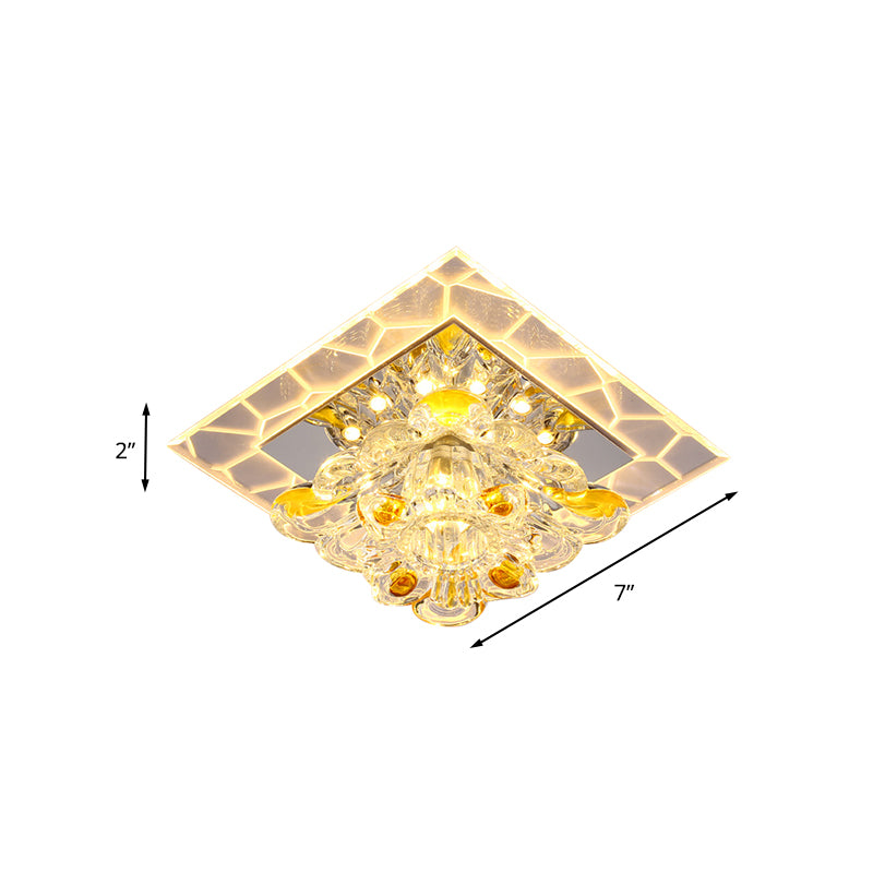 Patchwork Square Acrylic Flush Light Modernism Hallway LED Ceiling Lamp with Crystal Flower Shade Clearhalo 'Ceiling Lights' 'Close To Ceiling Lights' 'Close to ceiling' 'Flush mount' Lighting' 800361