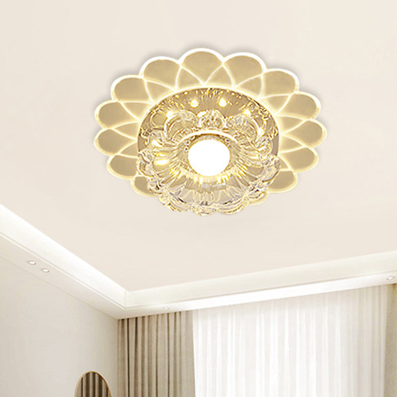 Crystal Clear Flush Light Fixture Layered Flower Small Simple LED Ceiling Lighting Clear Clearhalo 'Ceiling Lights' 'Close To Ceiling Lights' 'Close to ceiling' 'Flush mount' Lighting' 800362