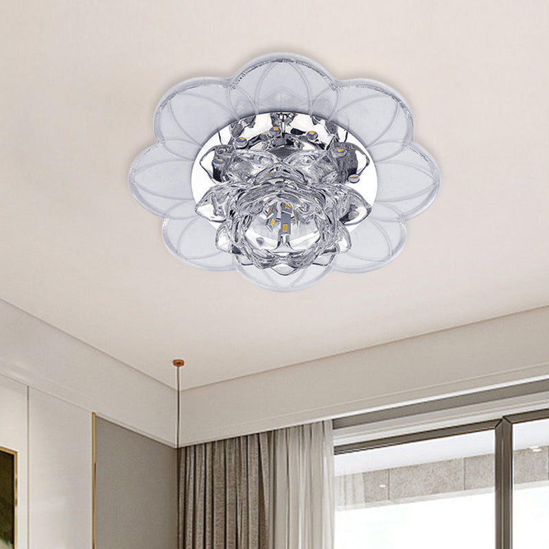 Modern Blooming Lotus Ceiling Flush Clear Crystal LED Hallway Flush Mount Recessed Lighting Clear Clearhalo 'Ceiling Lights' 'Close To Ceiling Lights' 'Close to ceiling' 'Flush mount' Lighting' 800366