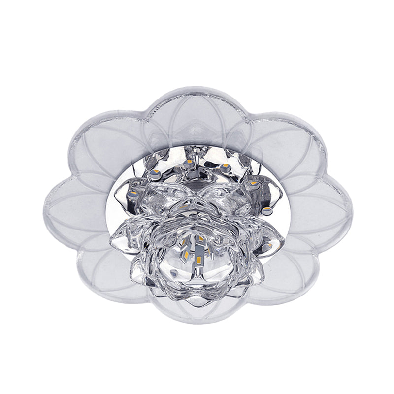 Modern Blooming Lotus Ceiling Flush Clear Crystal LED Hallway Flush Mount Recessed Lighting Clearhalo 'Ceiling Lights' 'Close To Ceiling Lights' 'Close to ceiling' 'Flush mount' Lighting' 800368