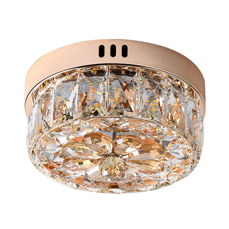 Rose Gold Mini LED Flush Ceiling Light Simplicity Beveled Crystal Round Flush Mount Lamp, 8"/10" Width Clearhalo 'Ceiling Lights' 'Close To Ceiling Lights' 'Close to ceiling' 'Flush mount' Lighting' 800372