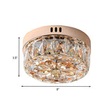 Rose Gold Mini LED Flush Ceiling Light Simplicity Beveled Crystal Round Flush Mount Lamp, 8"/10" Width Clearhalo 'Ceiling Lights' 'Close To Ceiling Lights' 'Close to ceiling' 'Flush mount' Lighting' 800373