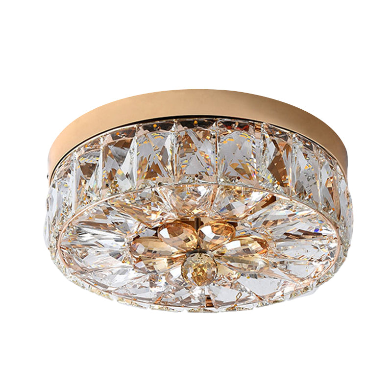 Rose Gold Mini LED Flush Ceiling Light Simplicity Beveled Crystal Round Flush Mount Lamp, 8"/10" Width Clearhalo 'Ceiling Lights' 'Close To Ceiling Lights' 'Close to ceiling' 'Flush mount' Lighting' 800377