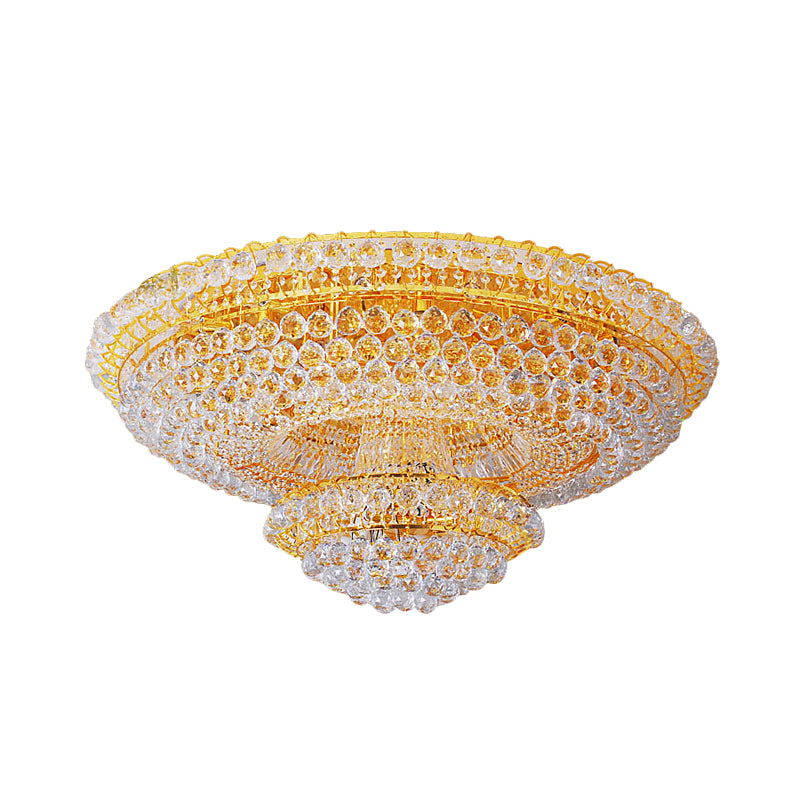 Tiered Faceted Crystal Orb Flush Mount Modern Stylish 8-Light Parlor Ceiling Mount Chandelier Clearhalo 'Ceiling Lights' 'Close To Ceiling Lights' 'Close to ceiling' 'Flush mount' Lighting' 800381