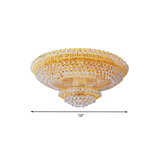 Tiered Faceted Crystal Orb Flush Mount Modern Stylish 8-Light Parlor Ceiling Mount Chandelier Clearhalo 'Ceiling Lights' 'Close To Ceiling Lights' 'Close to ceiling' 'Flush mount' Lighting' 800382