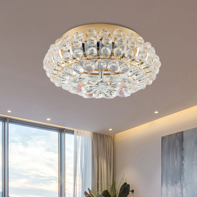 Embedded Crystal Round Small Flush Light Simplicity Corridor LED Close to Ceiling Lamp in Gold Gold Clearhalo 'Ceiling Lights' 'Close To Ceiling Lights' 'Close to ceiling' 'Flush mount' Lighting' 800428