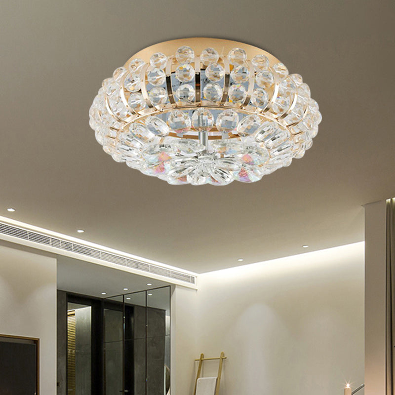 Embedded Crystal Round Small Flush Light Simplicity Corridor LED Close to Ceiling Lamp in Gold Clearhalo 'Ceiling Lights' 'Close To Ceiling Lights' 'Close to ceiling' 'Flush mount' Lighting' 800429