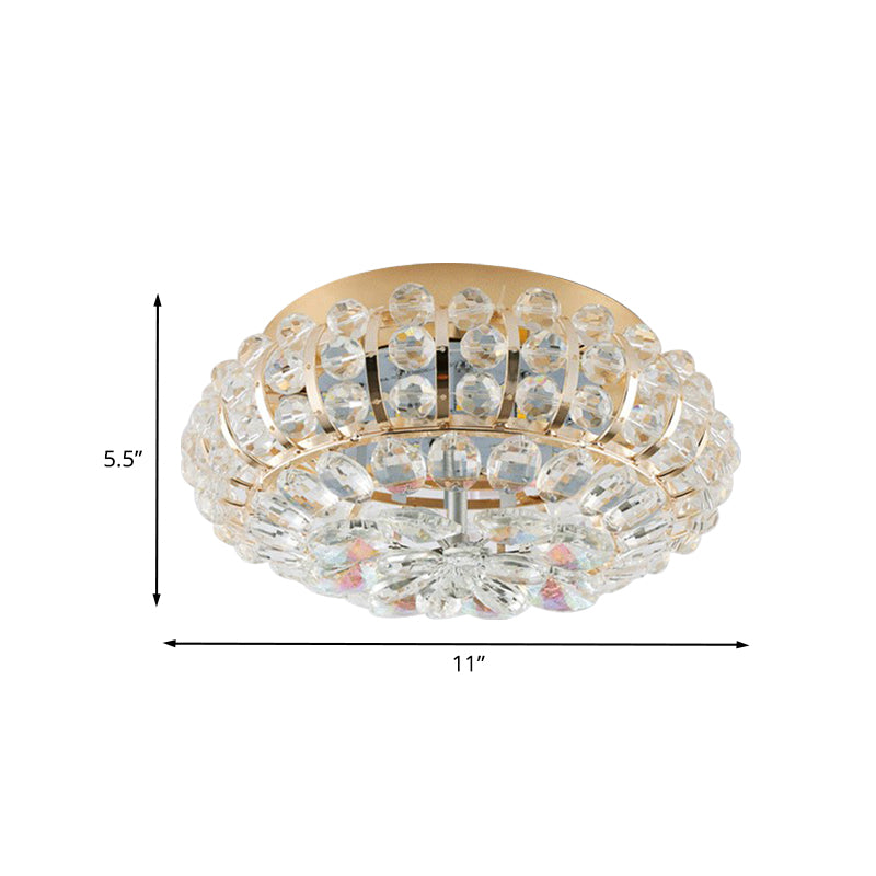 Embedded Crystal Round Small Flush Light Simplicity Corridor LED Close to Ceiling Lamp in Gold Clearhalo 'Ceiling Lights' 'Close To Ceiling Lights' 'Close to ceiling' 'Flush mount' Lighting' 800431