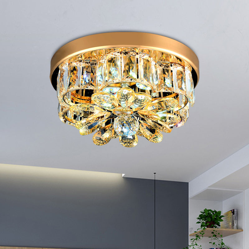 Small Flower LED Ceiling Flush Light Modern Style Gold Beveled-Cut Crystal Flush Mount Fixture Gold Clearhalo 'Ceiling Lights' 'Close To Ceiling Lights' 'Close to ceiling' 'Flush mount' Lighting' 800432