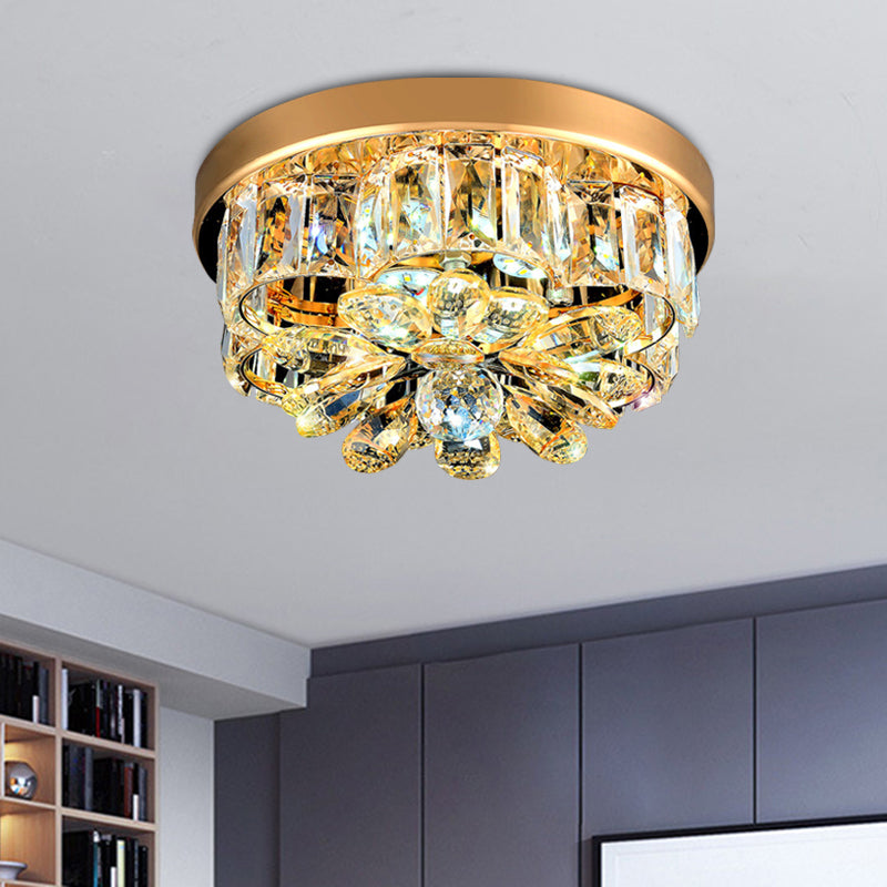 Small Flower LED Ceiling Flush Light Modern Style Gold Beveled-Cut Crystal Flush Mount Fixture Clearhalo 'Ceiling Lights' 'Close To Ceiling Lights' 'Close to ceiling' 'Flush mount' Lighting' 800433