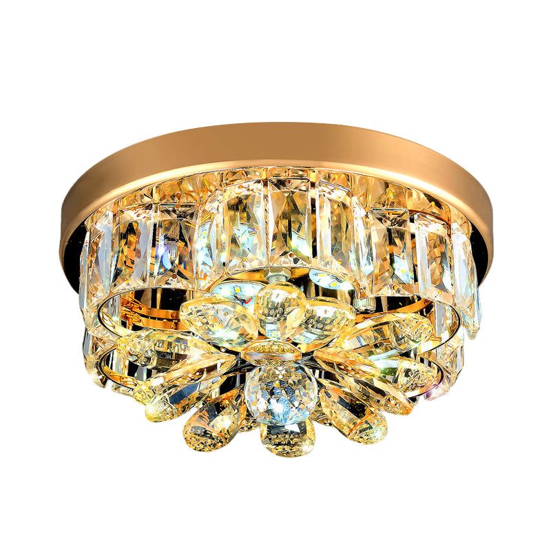 Small Flower LED Ceiling Flush Light Modern Style Gold Beveled-Cut Crystal Flush Mount Fixture Clearhalo 'Ceiling Lights' 'Close To Ceiling Lights' 'Close to ceiling' 'Flush mount' Lighting' 800434