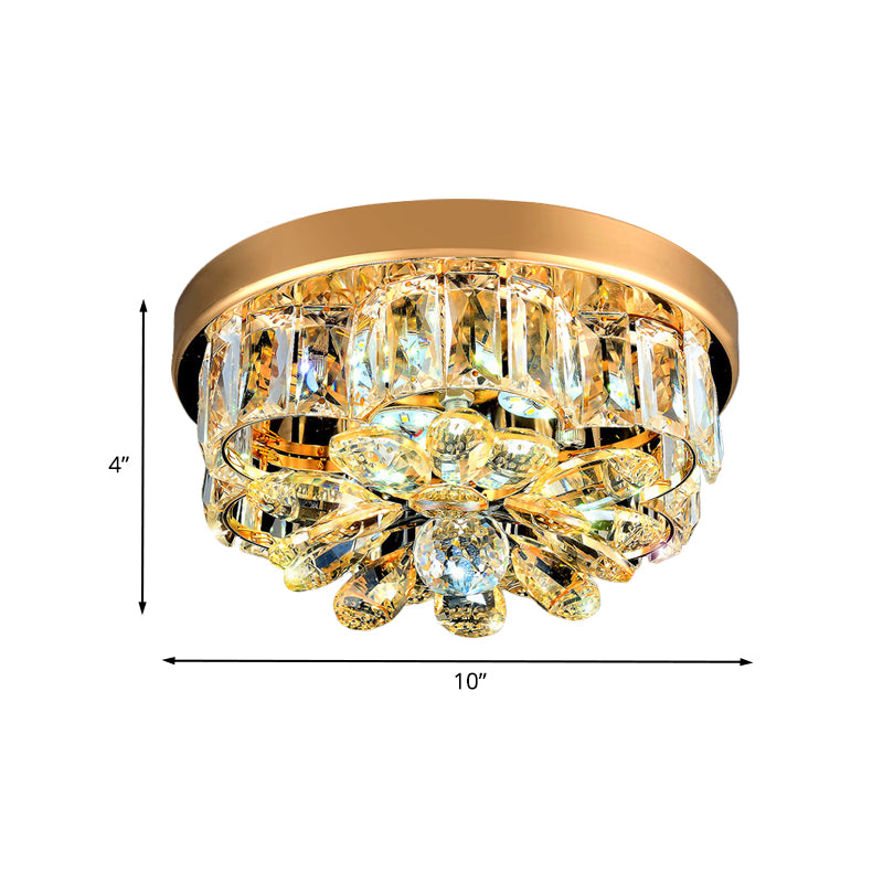 Small Flower LED Ceiling Flush Light Modern Style Gold Beveled-Cut Crystal Flush Mount Fixture Clearhalo 'Ceiling Lights' 'Close To Ceiling Lights' 'Close to ceiling' 'Flush mount' Lighting' 800435