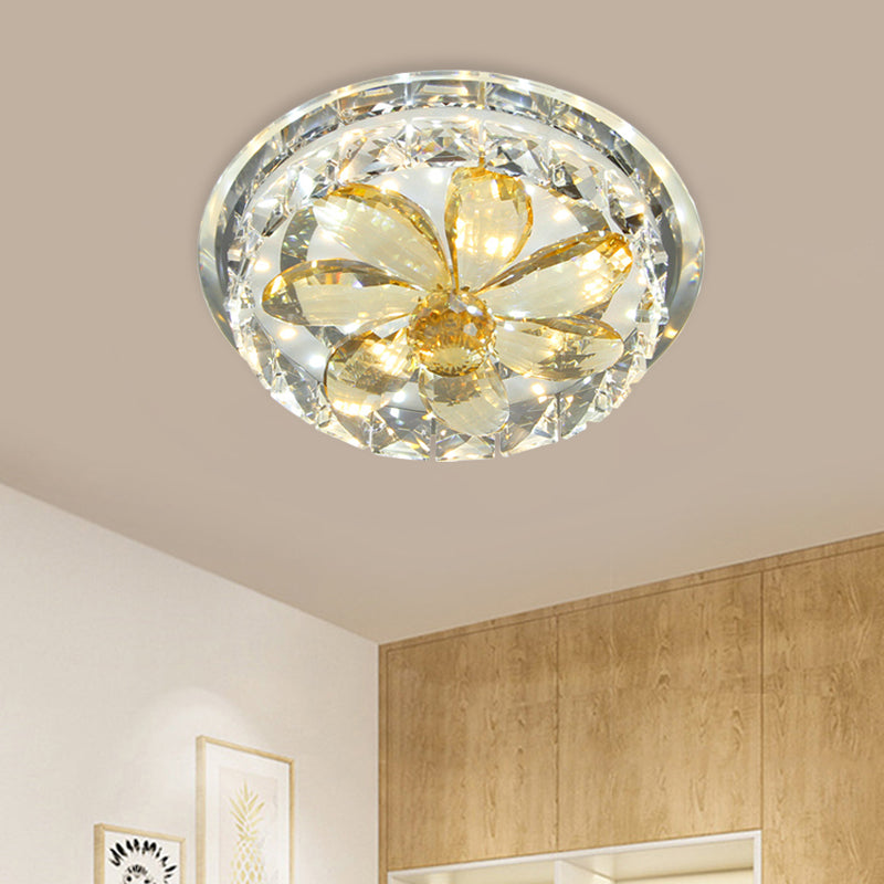 LED Flush Mount Lighting Fixture Modernist Floral Mini Crystal Ceiling Lamp in Gold Gold Clearhalo 'Ceiling Lights' 'Close To Ceiling Lights' 'Close to ceiling' 'Flush mount' Lighting' 800436