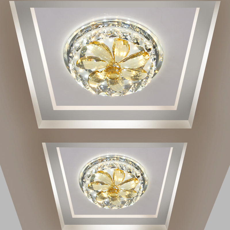 LED Flush Mount Lighting Fixture Modernist Floral Mini Crystal Ceiling Lamp in Gold Clearhalo 'Ceiling Lights' 'Close To Ceiling Lights' 'Close to ceiling' 'Flush mount' Lighting' 800437