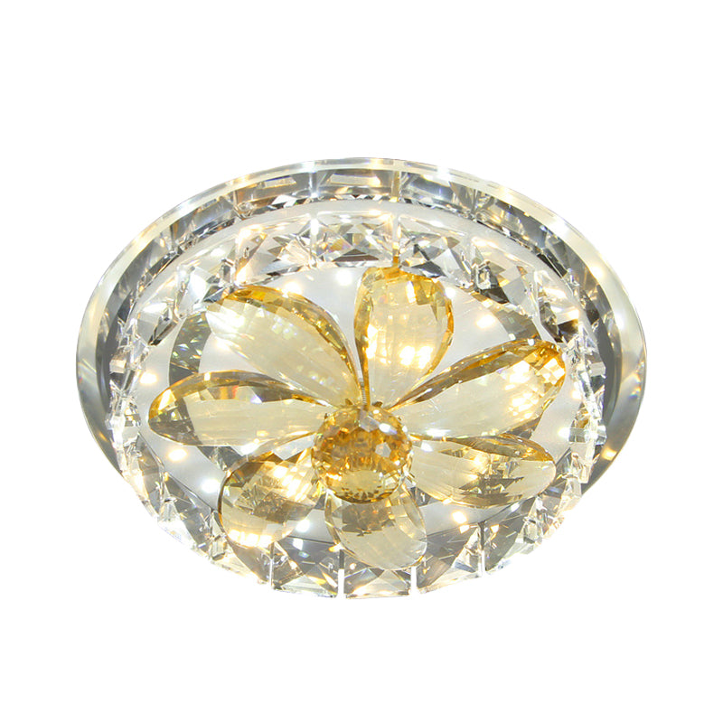 LED Flush Mount Lighting Fixture Modernist Floral Mini Crystal Ceiling Lamp in Gold Clearhalo 'Ceiling Lights' 'Close To Ceiling Lights' 'Close to ceiling' 'Flush mount' Lighting' 800438