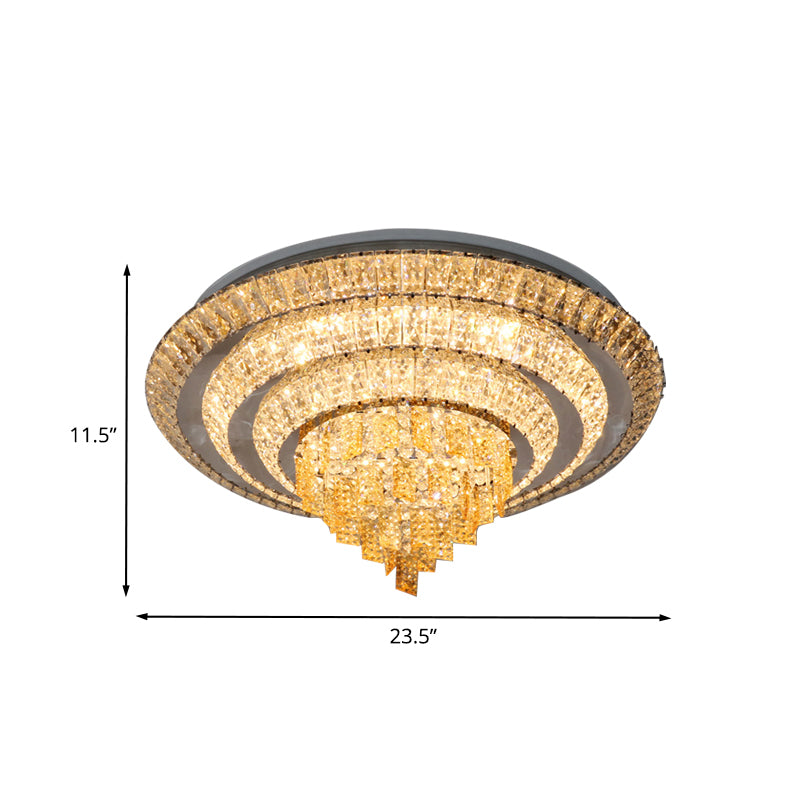 Crystal-Encrusted LED Flushmount Contemporary Chrome Multi-Circle Living Room Ceiling Mount Light, 23.5"/31.5" Wide Clearhalo 'Ceiling Lights' 'Close To Ceiling Lights' 'Close to ceiling' 'Flush mount' Lighting' 800443