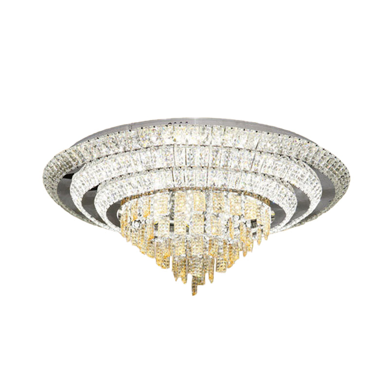 Crystal-Encrusted LED Flushmount Contemporary Chrome Multi-Circle Living Room Ceiling Mount Light, 23.5"/31.5" Wide Clearhalo 'Ceiling Lights' 'Close To Ceiling Lights' 'Close to ceiling' 'Flush mount' Lighting' 800447