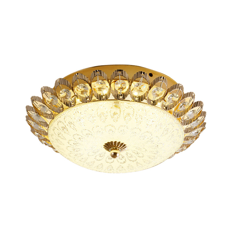 1-Light Frosted White Glass Flushmount Traditional Gold Bowled Kitchen Ceiling Lighting with Petal Edge Clearhalo 'Ceiling Lights' 'Close To Ceiling Lights' 'Close to ceiling' 'Flush mount' Lighting' 800477