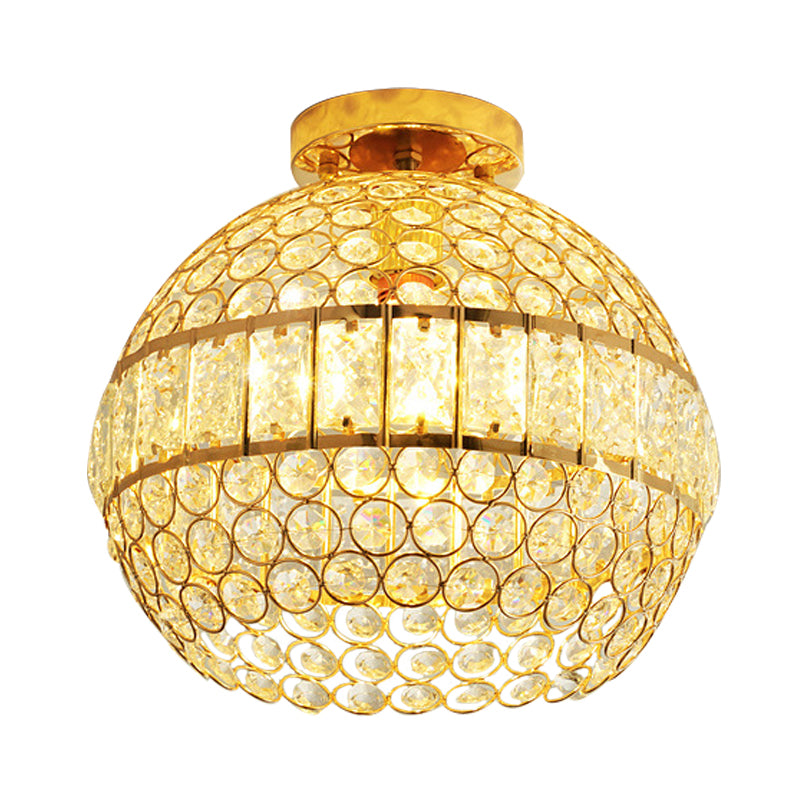 Crystal Hemisphere Ceiling Flush Mount Minimalist 1-Light Dining Room Flush Mount Lighting in Gold Clearhalo 'Ceiling Lights' 'Close To Ceiling Lights' 'Close to ceiling' 'Flush mount' Lighting' 800502