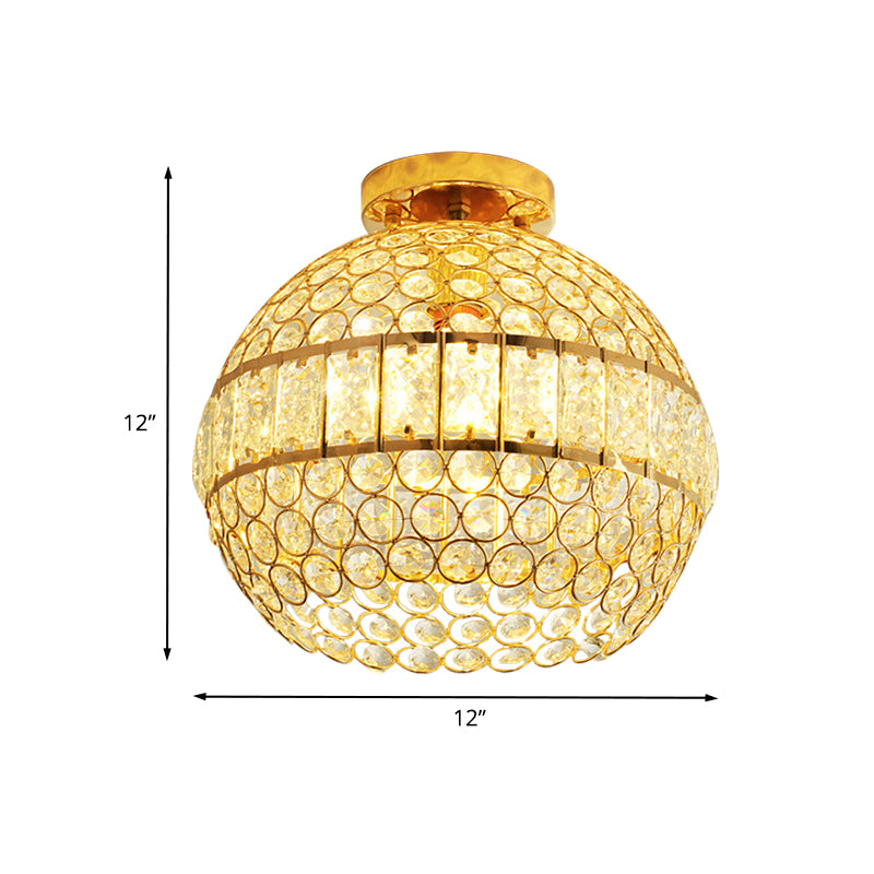 Crystal Hemisphere Ceiling Flush Mount Minimalist 1-Light Dining Room Flush Mount Lighting in Gold Clearhalo 'Ceiling Lights' 'Close To Ceiling Lights' 'Close to ceiling' 'Flush mount' Lighting' 800503