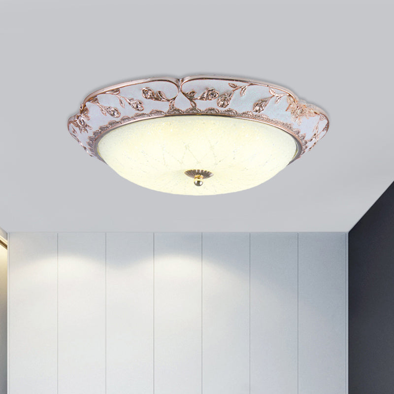 LED Ceiling Mounted Fixture Korea Country Domed White Glass Flushmount Lighting in Rose Gold Clearhalo 'Ceiling Lights' 'Close To Ceiling Lights' 'Close to ceiling' 'Flush mount' Lighting' 800611