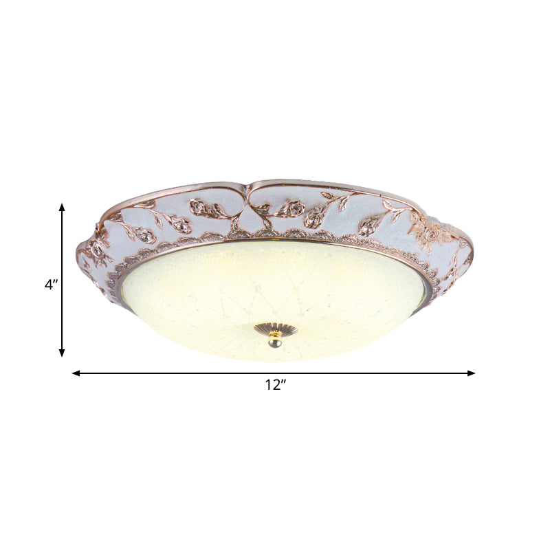 LED Ceiling Mounted Fixture Korea Country Domed White Glass Flushmount Lighting in Rose Gold Clearhalo 'Ceiling Lights' 'Close To Ceiling Lights' 'Close to ceiling' 'Flush mount' Lighting' 800613