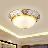 White Glass Domed Flush Mount Lighting Korea Countryside LED Bedroom Flush Lamp Fixture, 12"/16" Width White Clearhalo 'Ceiling Lights' 'Close To Ceiling Lights' 'Close to ceiling' 'Flush mount' Lighting' 800614