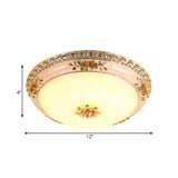 Resin Carved Floral Flushmount Lamp Korea Countryside LED Bedroom Flush Ceiling Light in Gold Clearhalo 'Ceiling Lights' 'Close To Ceiling Lights' 'Close to ceiling' 'Flush mount' Lighting' 800637