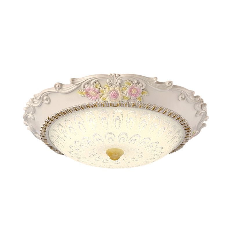 12"/16" W LED Sunflower/Rose Flush Light Country Style Korea White Resin Flush Mounted Lamp with Seeded Glass Shade Clearhalo 'Ceiling Lights' 'Close To Ceiling Lights' 'Close to ceiling' 'Flush mount' Lighting' 800668