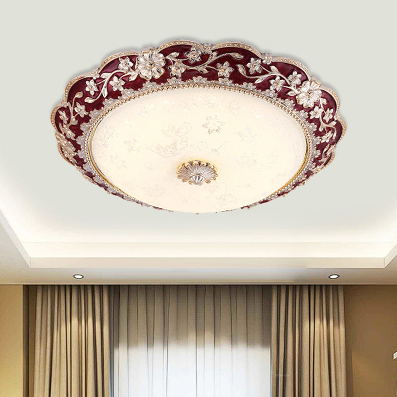 Fragmentary Flower Resin Flushmount Vintage LED Bedroom Flush Mount Ceiling Light in Blue/Red Red Clearhalo 'Ceiling Lights' 'Close To Ceiling Lights' 'Close to ceiling' 'Flush mount' Lighting' 800677