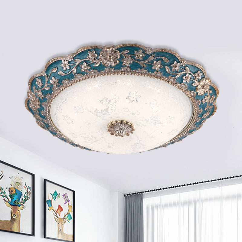 Fragmentary Flower Resin Flushmount Vintage LED Bedroom Flush Mount Ceiling Light in Blue/Red Blue Clearhalo 'Ceiling Lights' 'Close To Ceiling Lights' 'Close to ceiling' 'Flush mount' Lighting' 800681