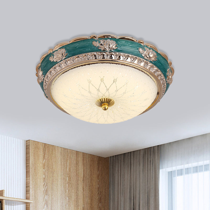 LED Domed Flushmount Lighting Nordic Blue Finish Frosted Glass Flush Ceiling Lamp Fixture, 12"/16" Dia Blue Clearhalo 'Ceiling Lights' 'Close To Ceiling Lights' 'Close to ceiling' 'Flush mount' Lighting' 800695