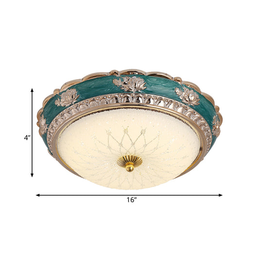 LED Domed Flushmount Lighting Nordic Blue Finish Frosted Glass Flush Ceiling Lamp Fixture, 12"/16" Dia Clearhalo 'Ceiling Lights' 'Close To Ceiling Lights' 'Close to ceiling' 'Flush mount' Lighting' 800699