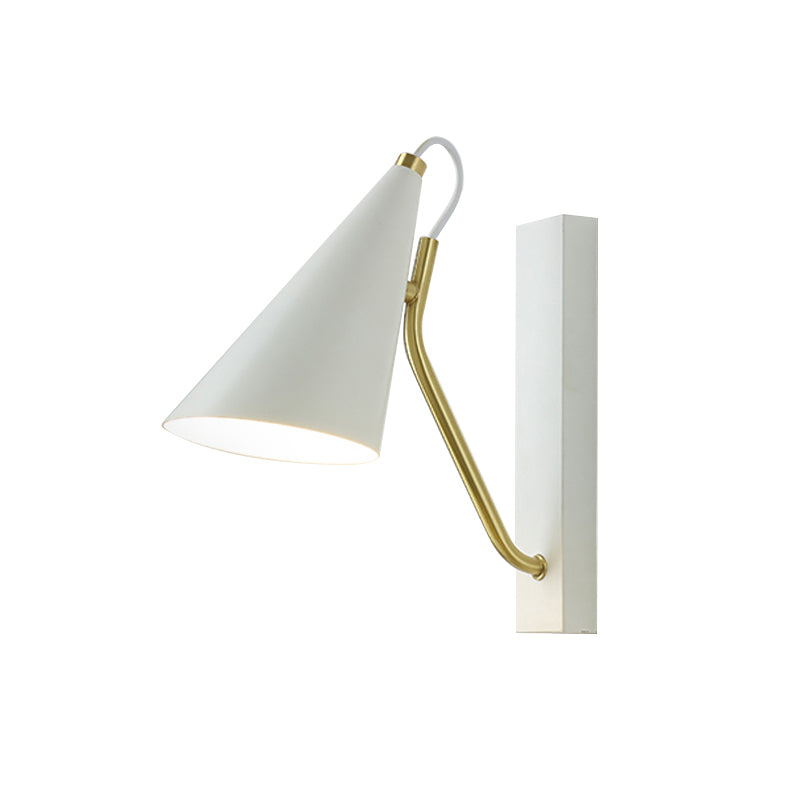 White/Black Finish Conic Wall Lighting Ideas Modernism 1 Head Metallic Wall Lamp for Bedside Clearhalo 'Cast Iron' 'Glass' 'Industrial' 'Modern wall lights' 'Modern' 'Tiffany' 'Traditional wall lights' 'Wall Lamps & Sconces' 'Wall Lights' Lighting' 800848